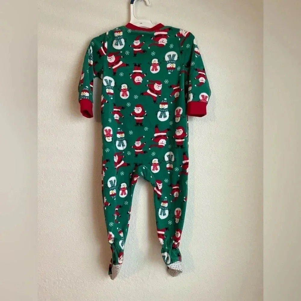 Carters baby fleece footie red and green Christmas pajamas size 18 months